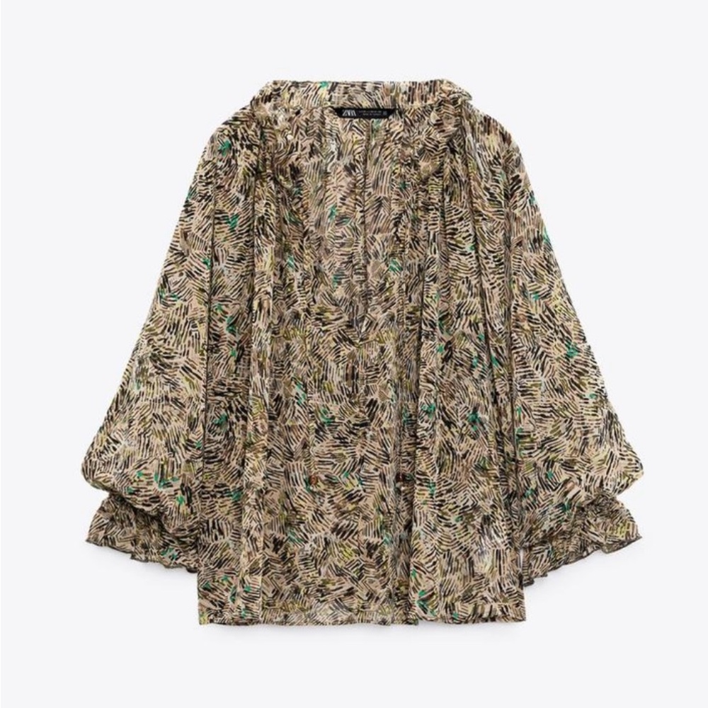 Zara ruffled print blouse